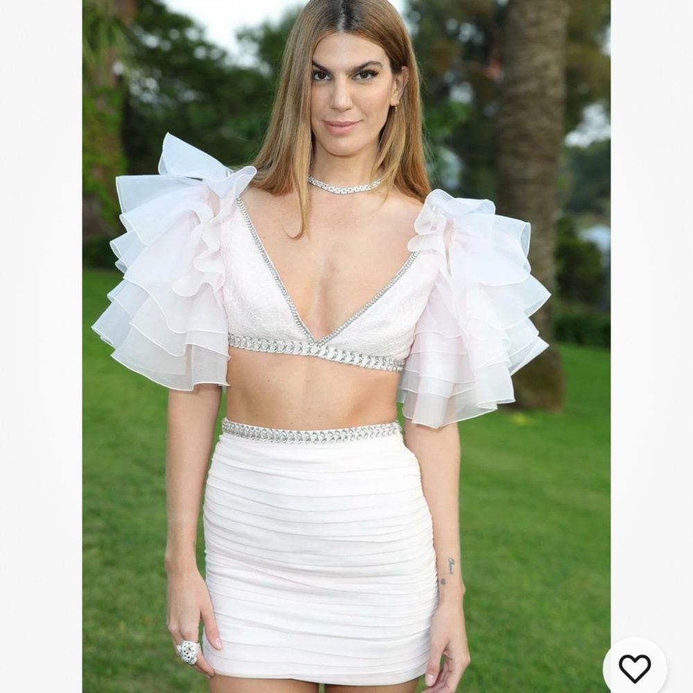 Giambattista Valli x H&M Pink Tulle Crop Top & Mini Skirt Set Women’s Size 8 10